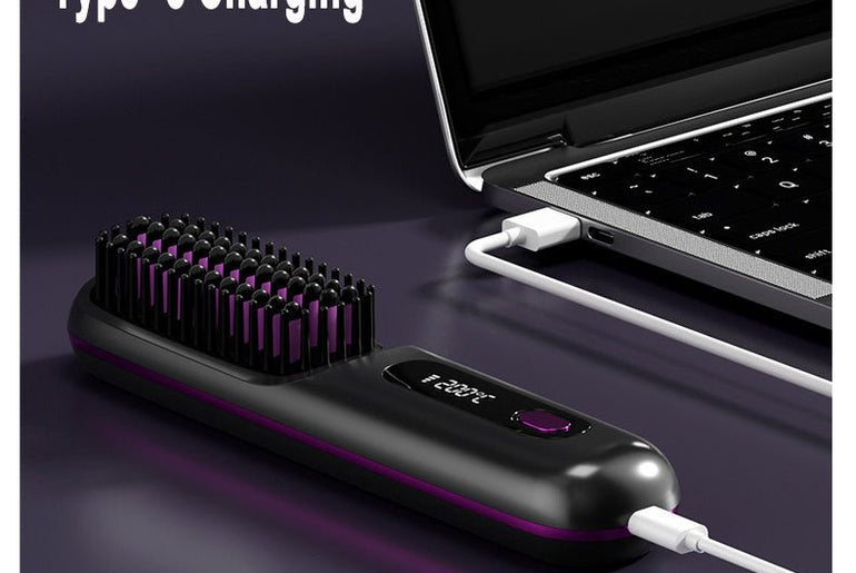 2 In 1 Straight Hair Comb Wireless Hair Straightener Brush - Urban Mart