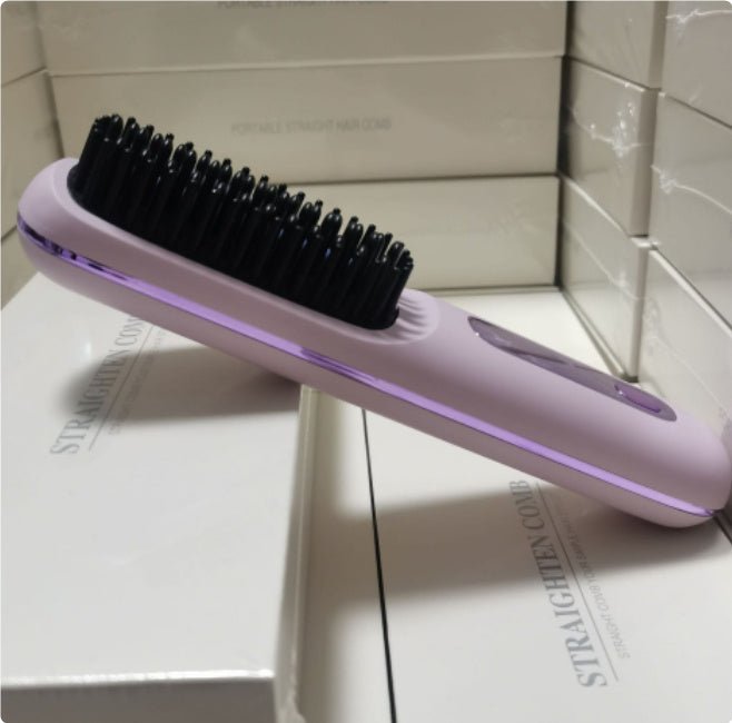 2 In 1 Straight Hair Comb Wireless Hair Straightener Brush - Urban Mart