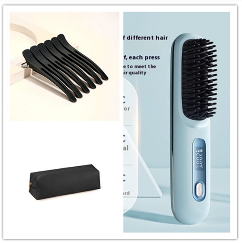 2 In 1 Straight Hair Comb Wireless Hair Straightener Brush - Urban Mart