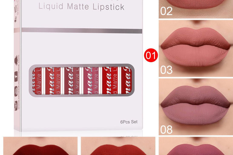 6 Boxes Of Matte Non - stick Cup Waterproof Lipstick - Urban Mart