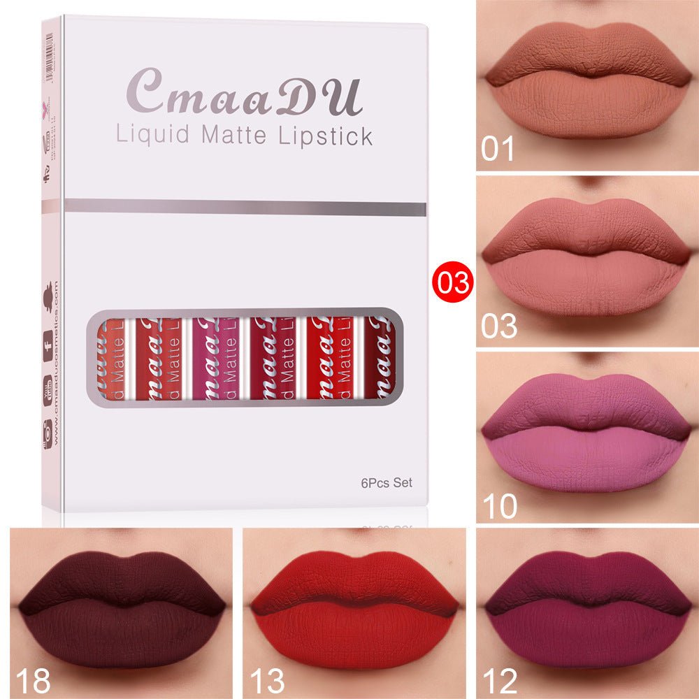 6 Boxes Of Matte Non - stick Cup Waterproof Lipstick - Urban Mart