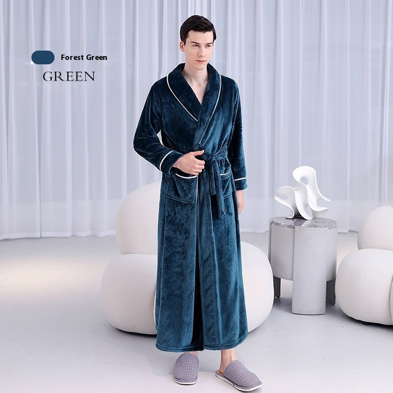 Extended Autumn And Winter Coral Fleece Bathrobe - Urban Mart