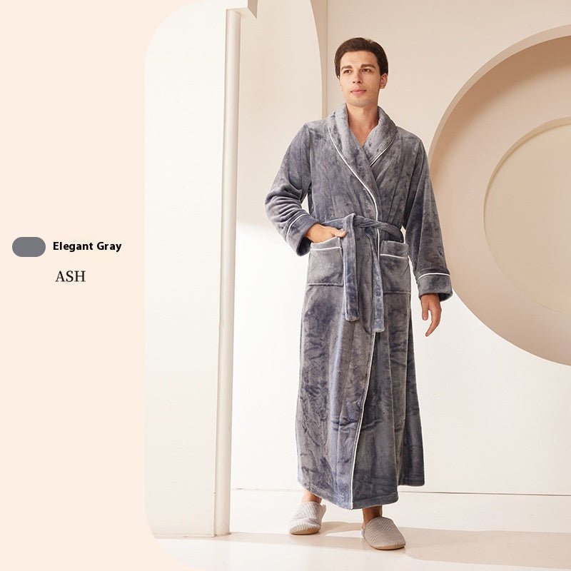 Extended Autumn And Winter Coral Fleece Bathrobe - Urban Mart