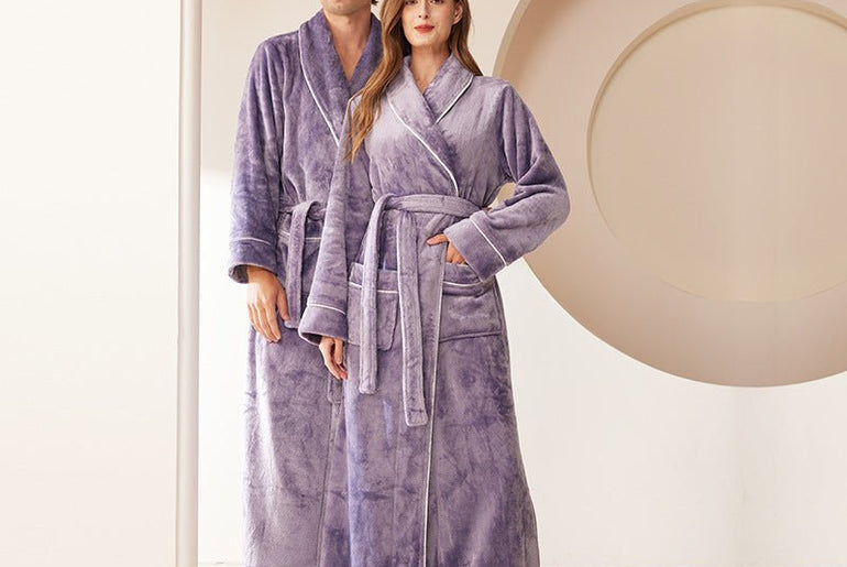 Extended Autumn And Winter Coral Fleece Bathrobe - Urban Mart