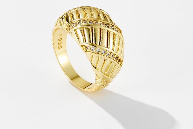 Fashion Simple Croissant Style Zircon Ring - Urban Mart