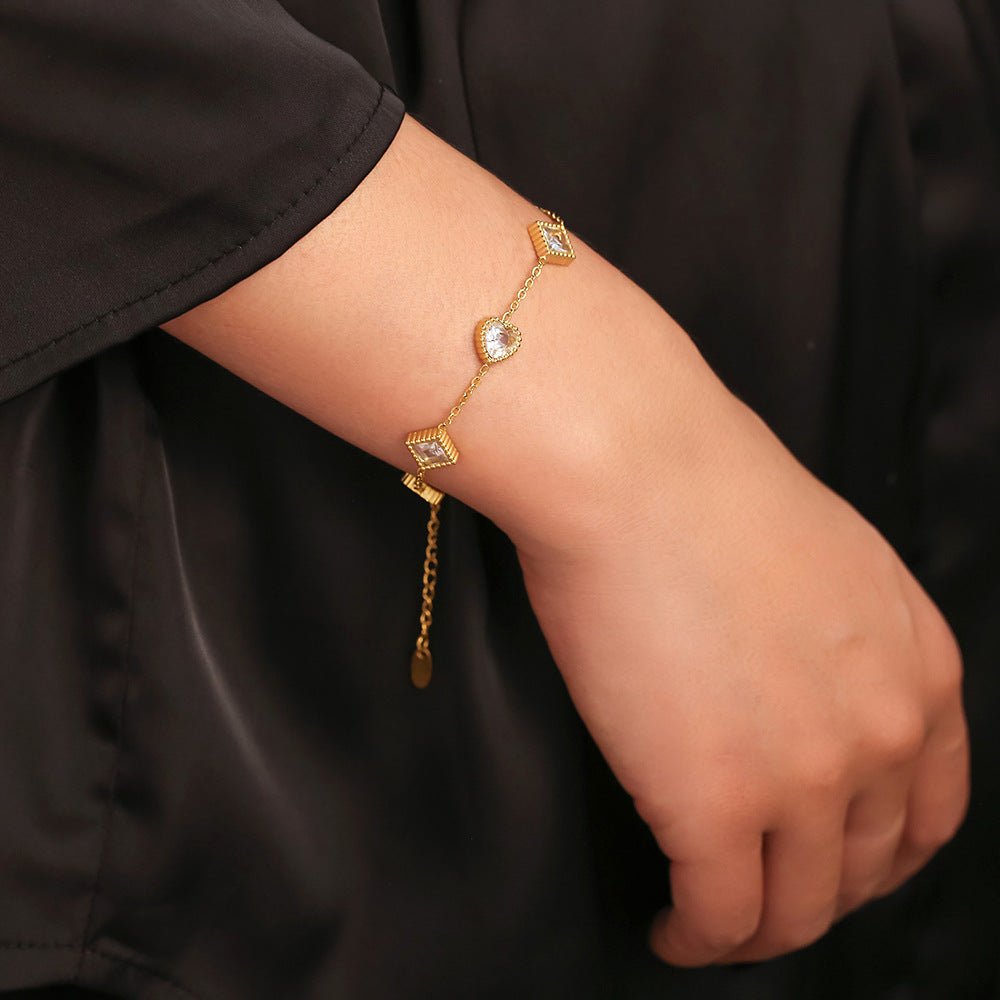 Gold Love Square Zircon Bracelet - Urban Mart