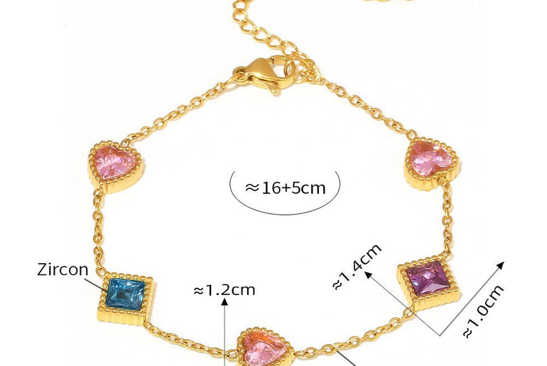 Gold Love Square Zircon Bracelet - Urban Mart