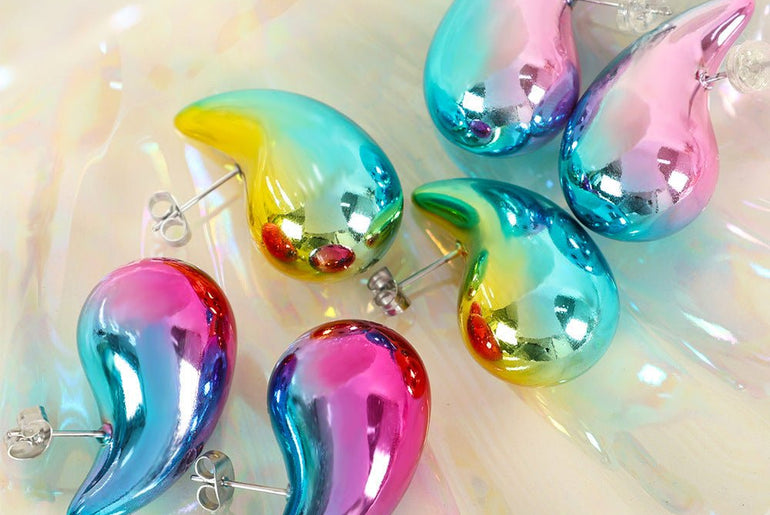 Gradient Color Hollow Water Drop Earrings Fashion - Urban Mart