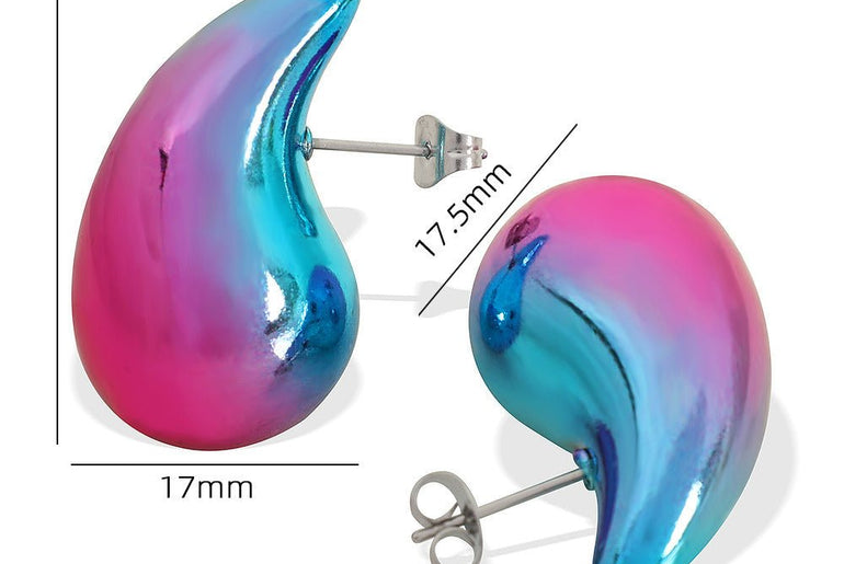 Gradient Color Hollow Water Drop Earrings Fashion - Urban Mart