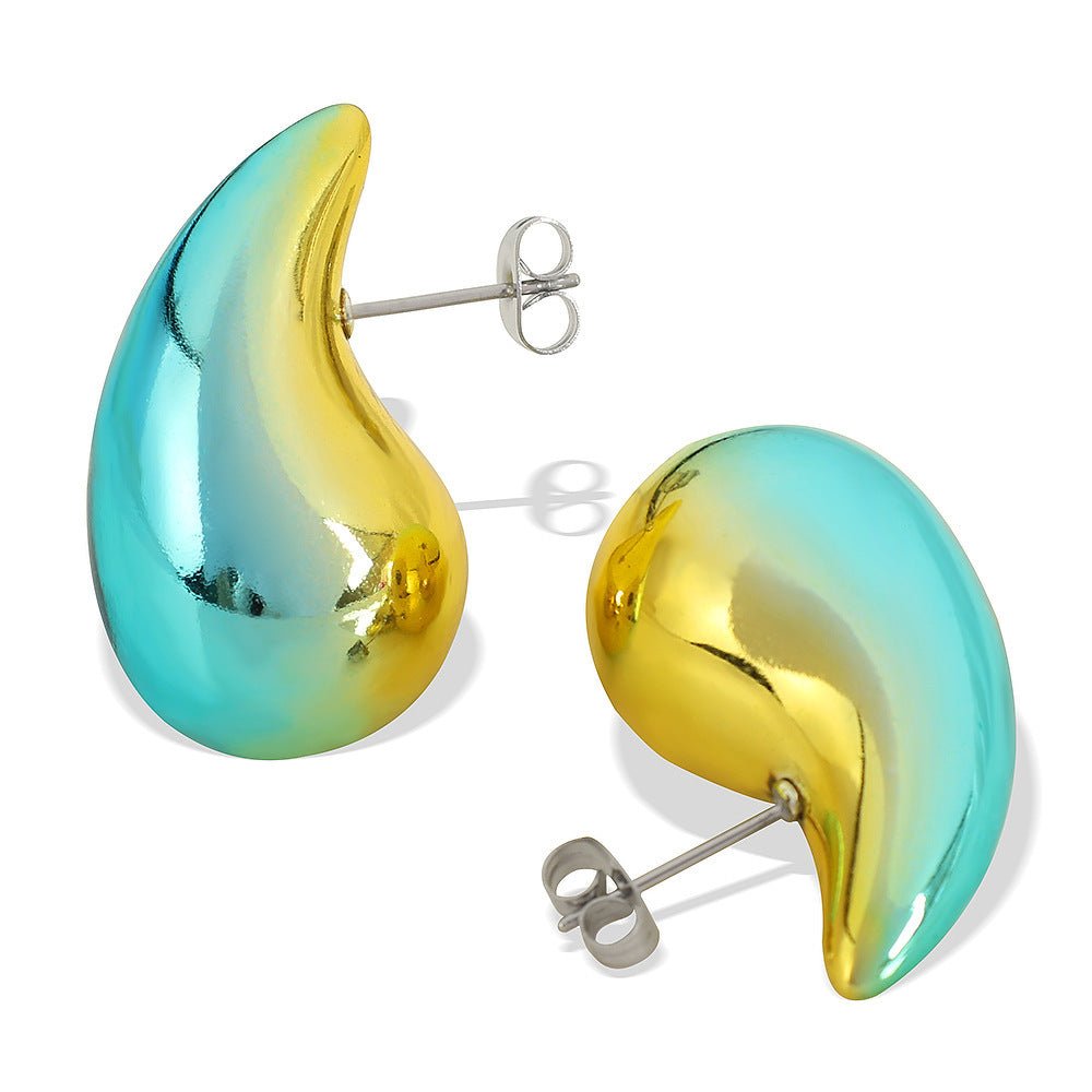 Gradient Color Hollow Water Drop Earrings Fashion - Urban Mart