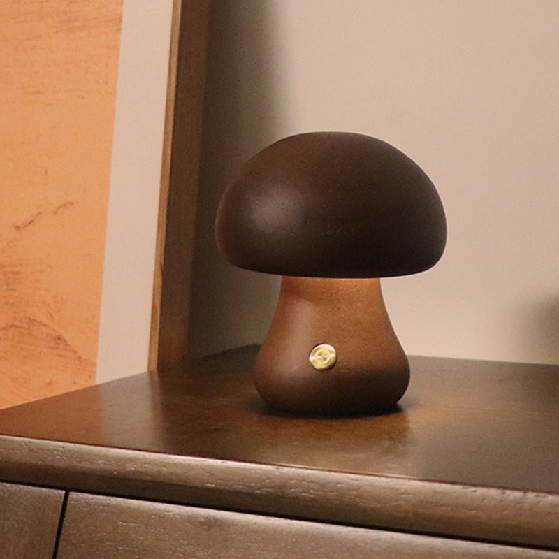 INS Wooden Cute Mushroom LED Night Lamp - Urban Mart