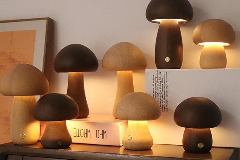 INS Wooden Cute Mushroom LED Night Lamp - Urban Mart