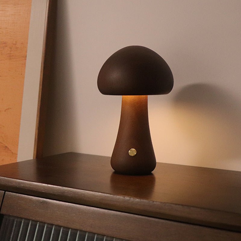 INS Wooden Cute Mushroom LED Night Lamp - Urban Mart