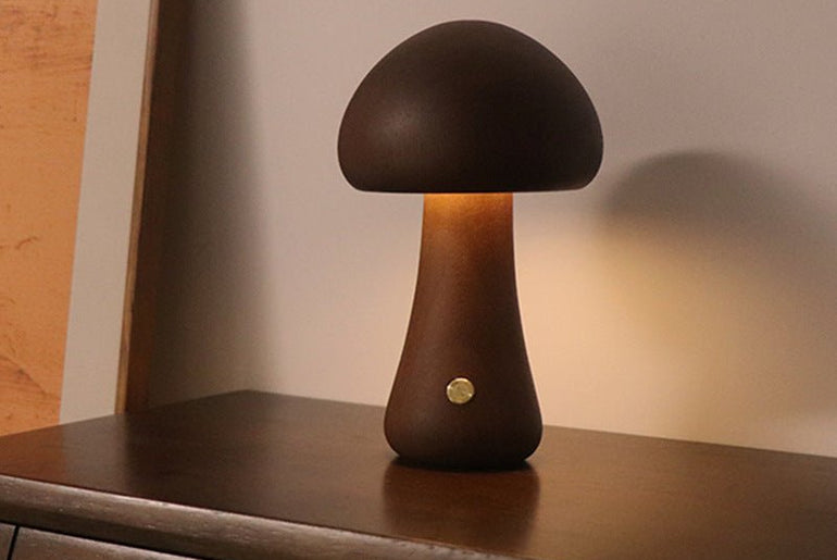 INS Wooden Cute Mushroom LED Night Lamp - Urban Mart