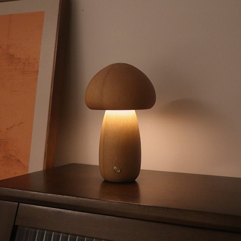 INS Wooden Cute Mushroom LED Night Lamp - Urban Mart