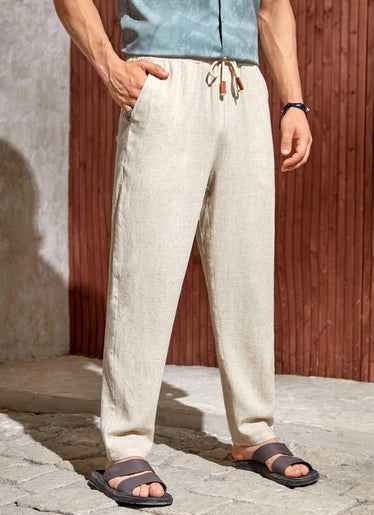 Men's Casual Cotton And Linen Drawstring Trousers Breathable Casual Versatile - Urban Mart