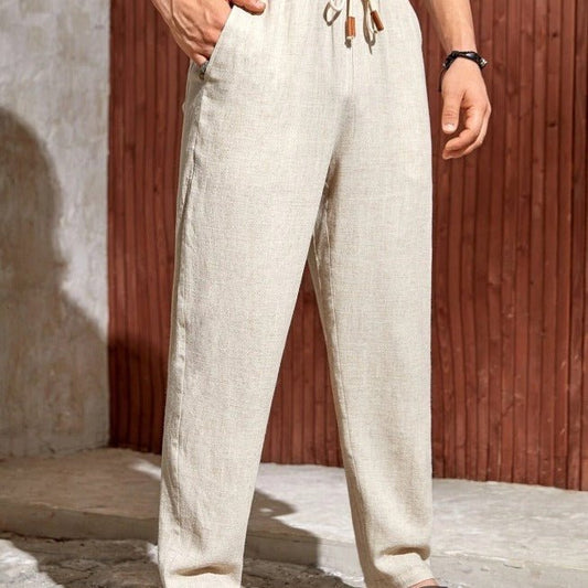 Men's Casual Cotton And Linen Drawstring Trousers Breathable Casual Versatile - Urban Mart