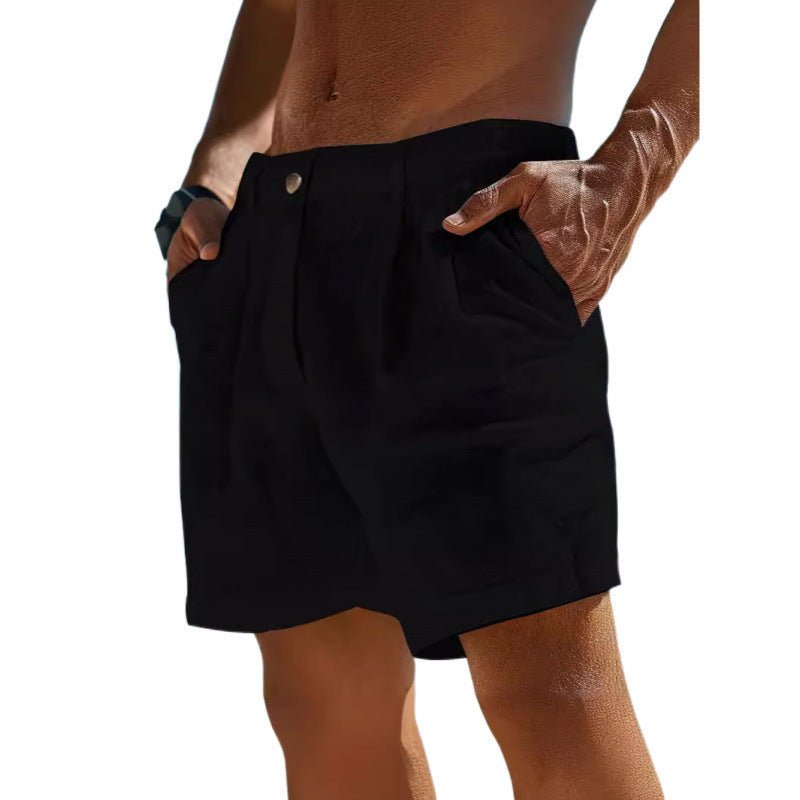 Men's Linen Shorts Button Pocket - Urban Mart