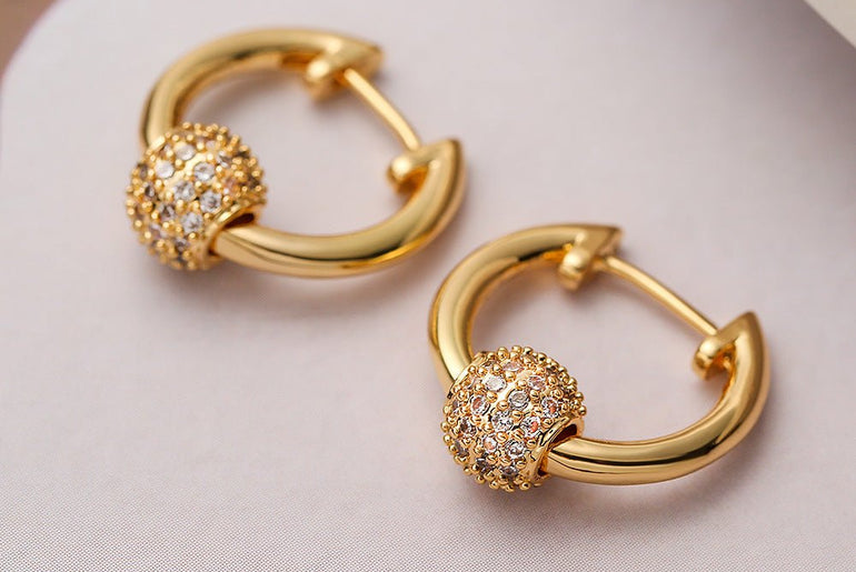 Mini Exquisite Real Gold Plating Zircon Geometry Ear Ring - Urban Mart