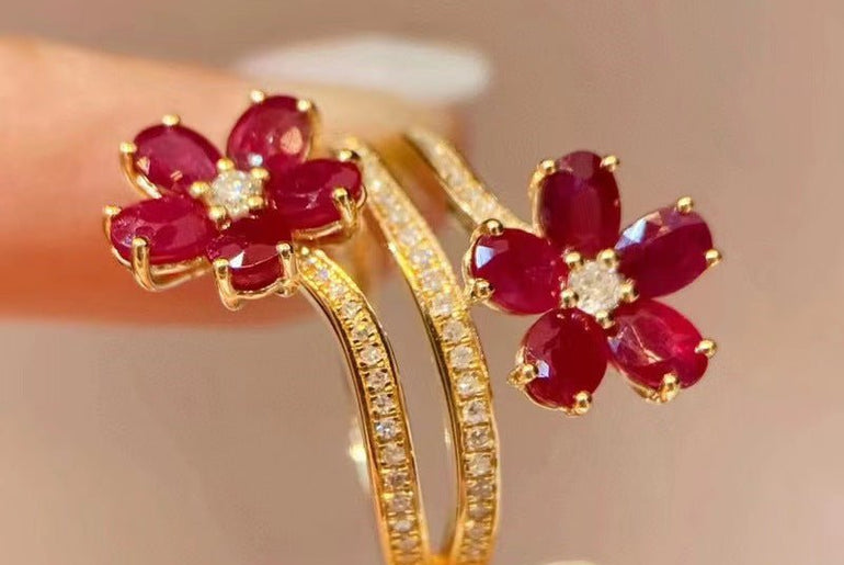 Retro Exquisite High - grade Flower Ruby Ring For Women - Urban Mart