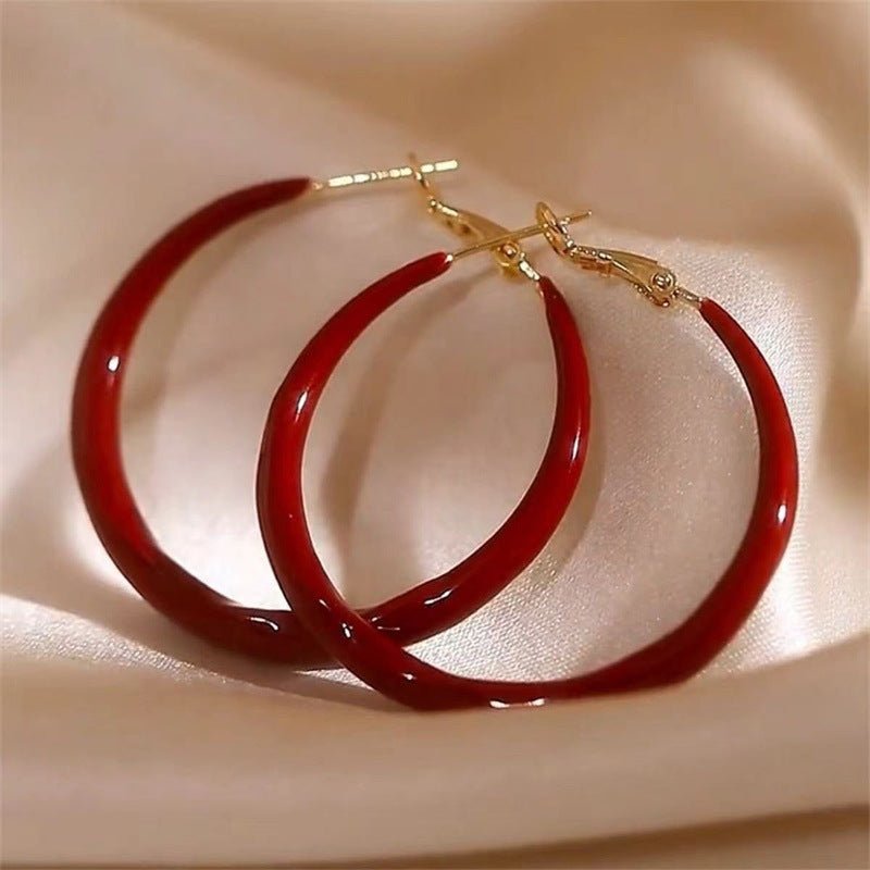 Special - interest Design Mild Luxury Retro Red Oil - spot Glaze Simple Bracelet Earrings - Urban Mart