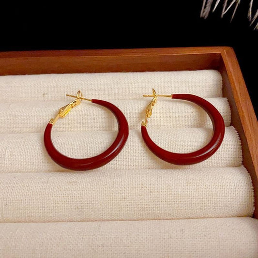 Special - interest Design Mild Luxury Retro Red Oil - spot Glaze Simple Bracelet Earrings - Urban Mart