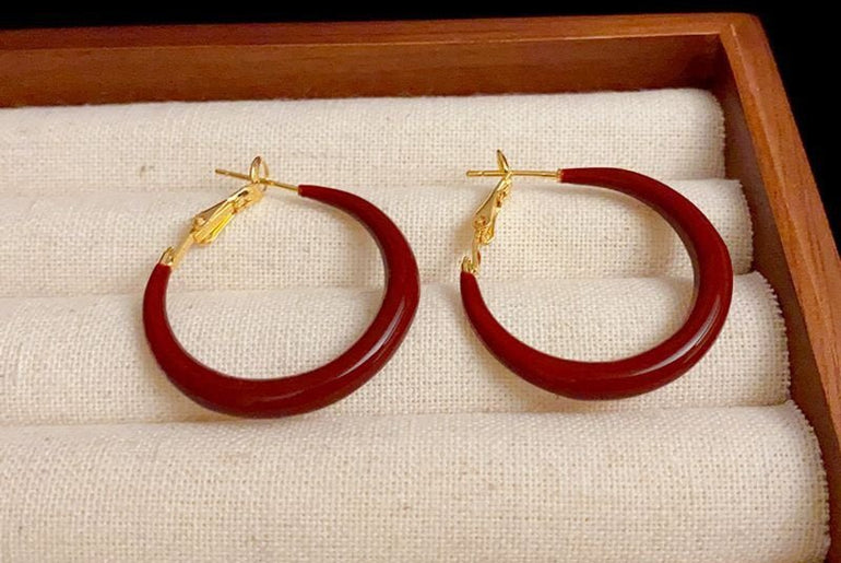 Special - interest Design Mild Luxury Retro Red Oil - spot Glaze Simple Bracelet Earrings - Urban Mart