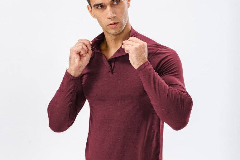 Training Wear Half Zipper Slim Fit Pullover Sports Sweater - Urban Mart