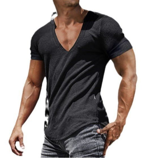 V - neck Men's T-shirt Casual Fashion - Urban Mart